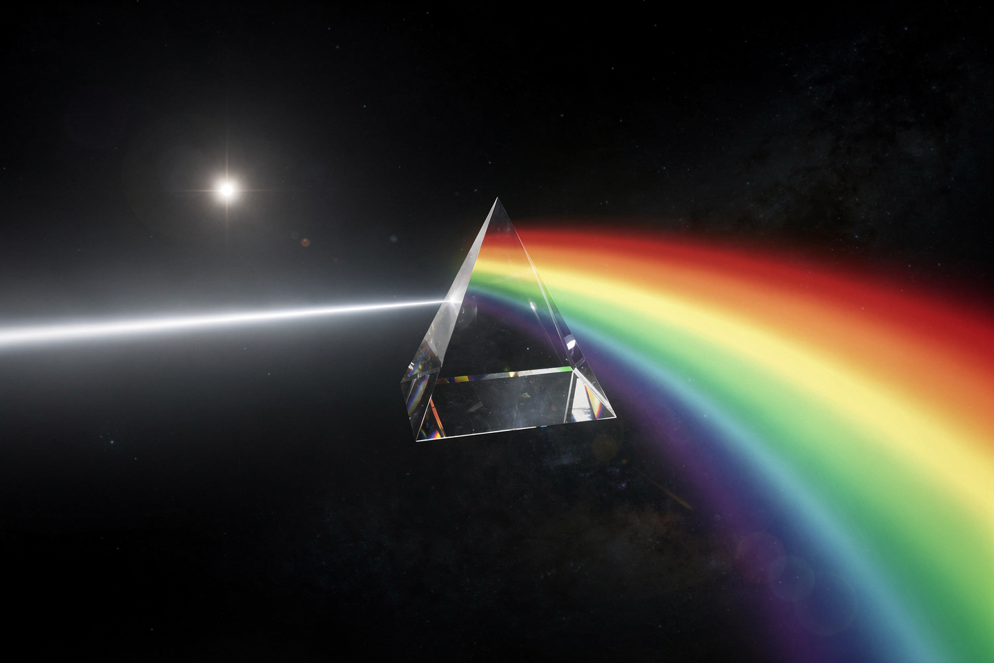 Starlight split into a spectrum by a prism