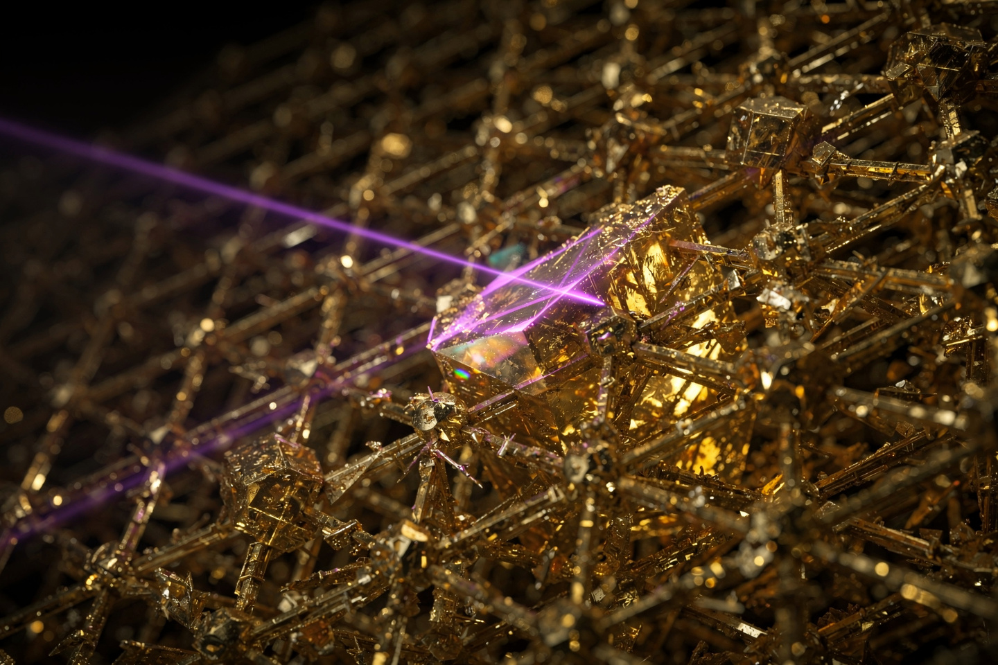 X-rays reflecting off a crystal lattice at a precise angle